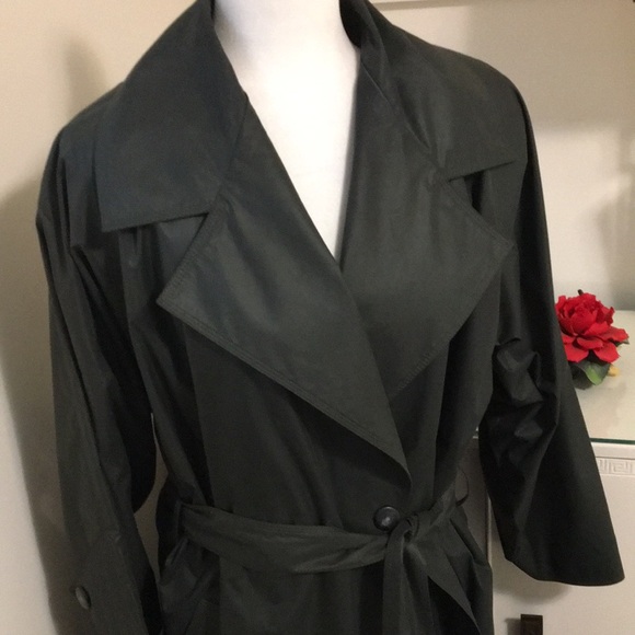 Designer Maxi Trench In Dark Green Size L - Picture 2 of 13